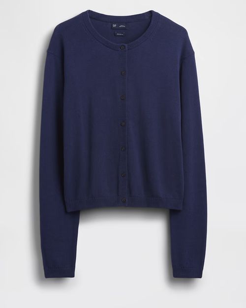 Gap, 100% Cotton Relaxed Crop Cardigan Sweater