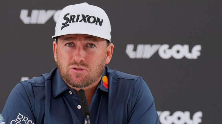 Graeme McDowell attends a press conference for the first LIV Golf Invitational Series event