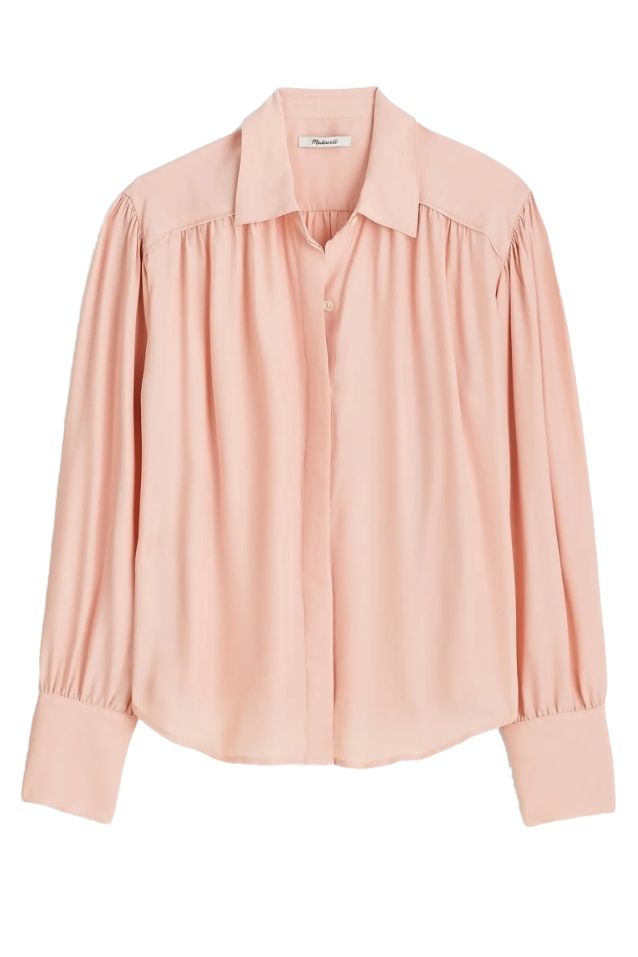 Crêpe de chine button-up top