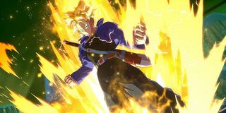 Trunks charges up in Dragon Ball FighterZ.