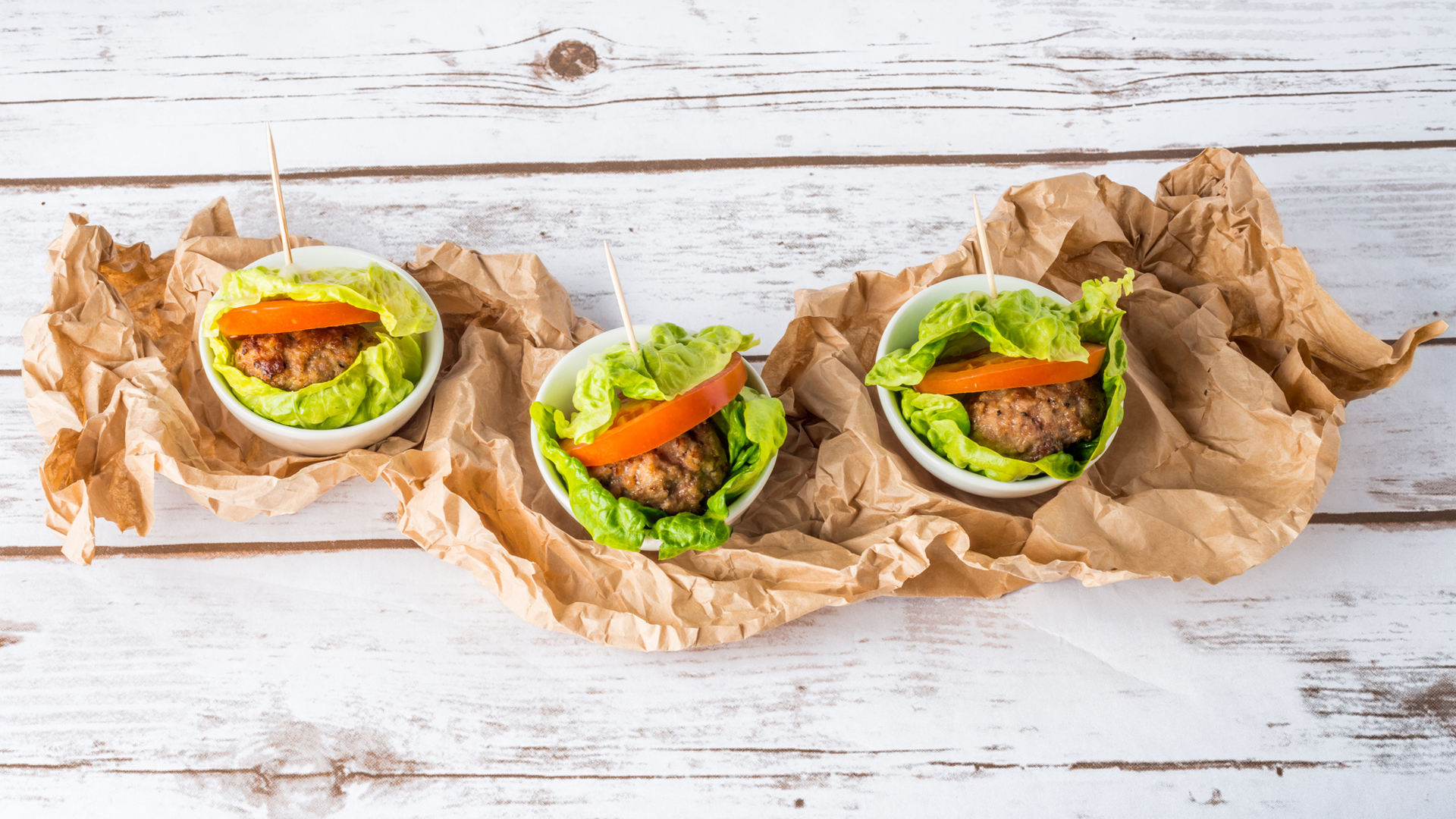 bunless burgers with salad