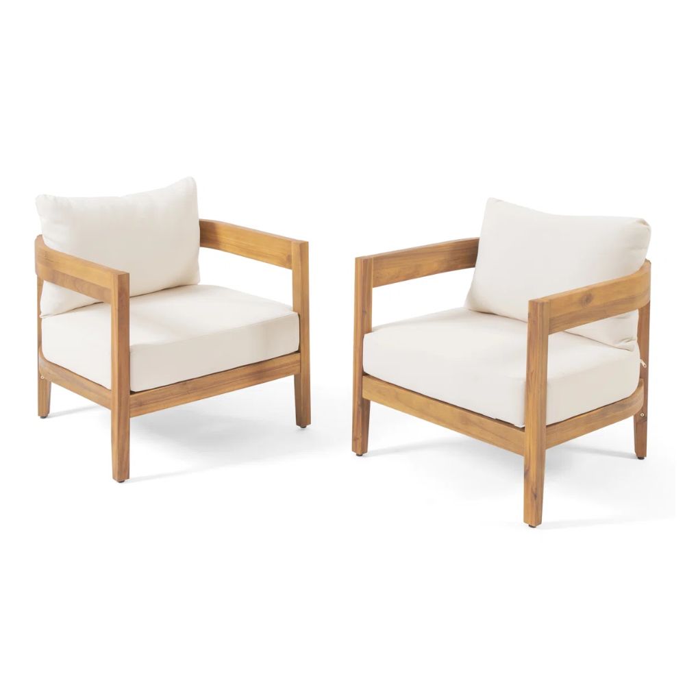 Mica Acacia Premium All-Weather Wicker Outdoor Lounge Chair (Set of 2)