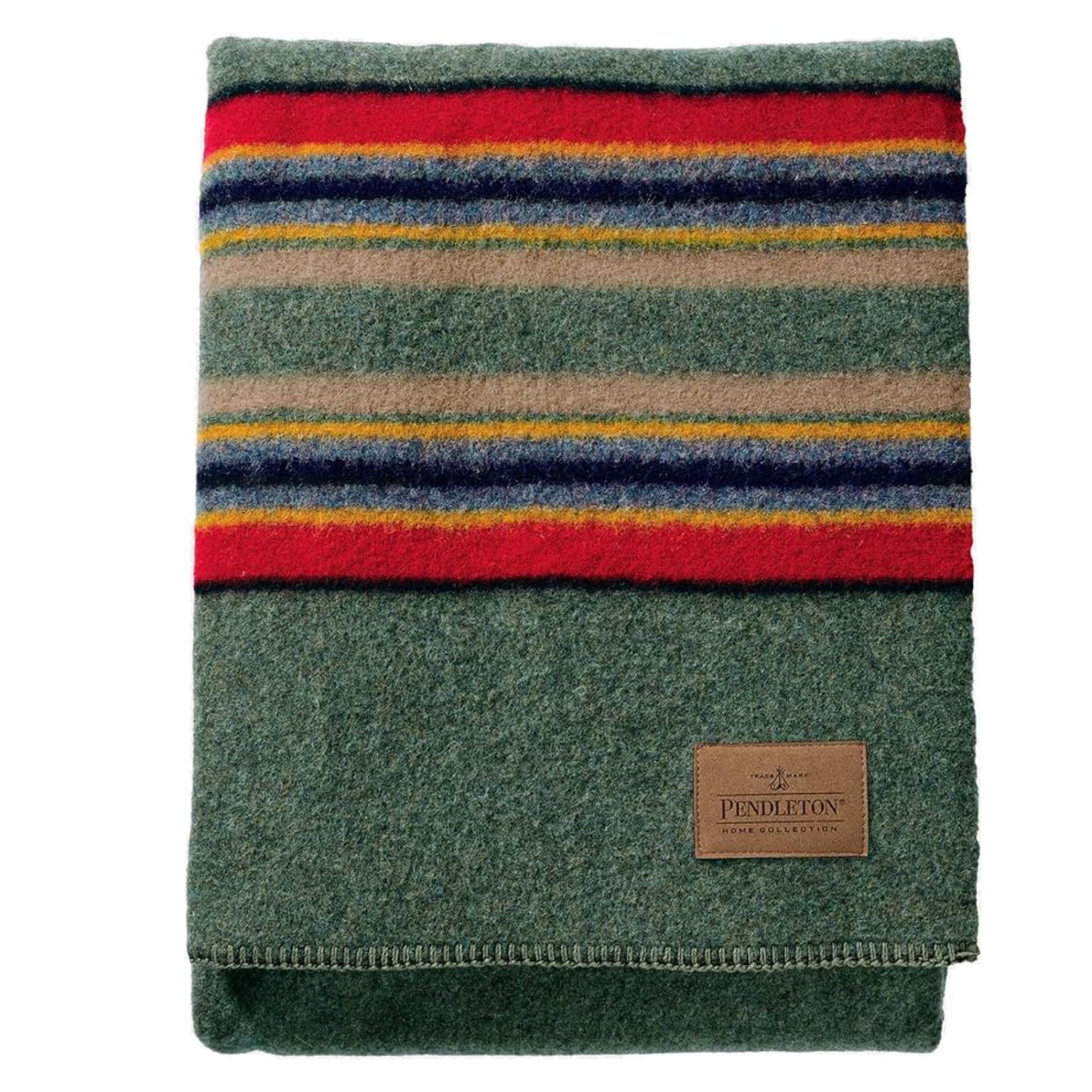 Striped green wool blanket