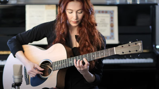 Gretchen Menn plays a Martin SC-10E while performing during the final of Martin and Guitar World's 2022 No Limits Challenge