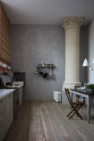 grey kitchen ideas using textured walls