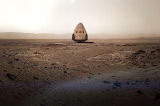 Concept art of sending Dragon to Mars, one of the many public domain images on the SpaceX Flickr account