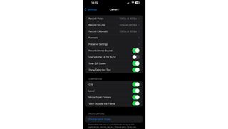 iPhone camera settings
