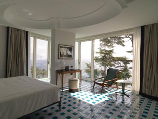 Bedroom overlooking the sea at Amalfi coast hotel
