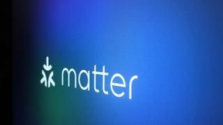 Matter smart home logo on a blue background