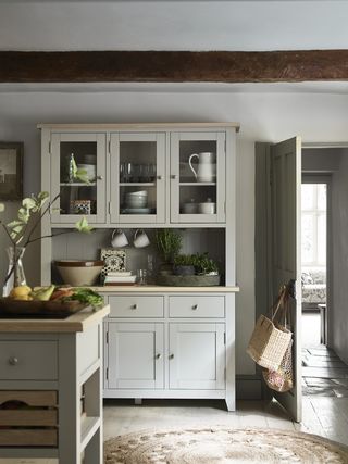Dove grey dresser and kitchen island
