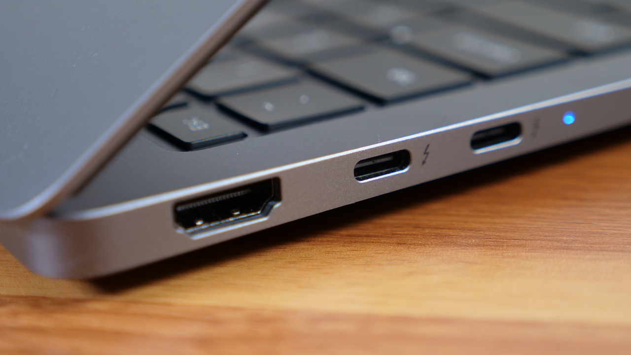 Close up of the ports on the left side of the Samsung Galaxy Book 5 Pro.