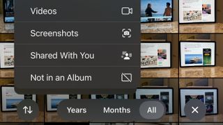 A screen shot of new filtering options in the Apple Photos gallery