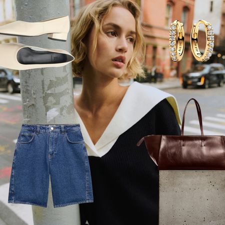 A model wearing a collar jumper from Sezane