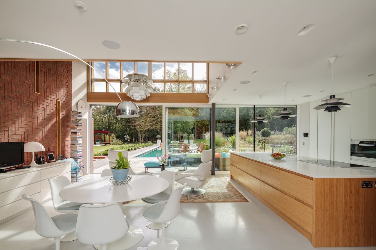 large sliding doors from open plan living space to garden