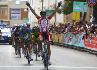 Daniele Cavasin (Generali-Ballan) crosses the line to win stage two