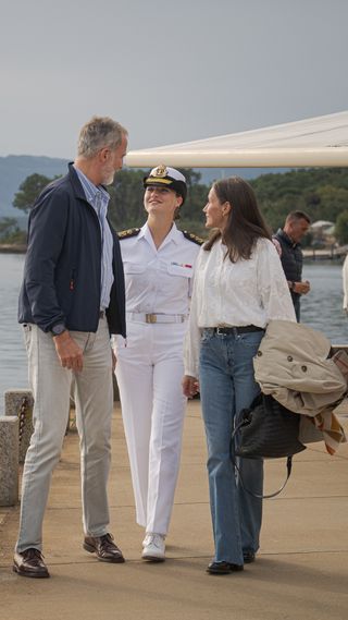 The King and Queen of Spain and Princess Leonor, on 28 September, 2024 in Vilagarcia de Arousa, Pontevedra, Galicia, Spain