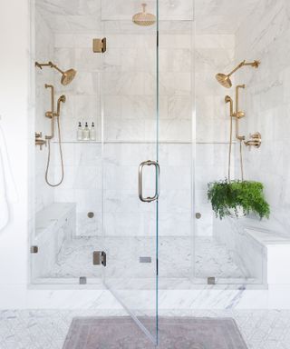 Gold shower head, marble design
