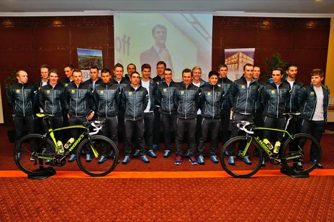 Tinkoff-Saxo riders with the 2015 Specialized bikes