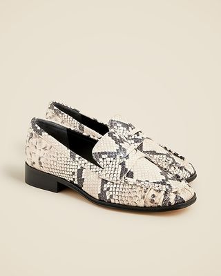 Maison Ruched Loafers in Snake-Embossed Italian Leather