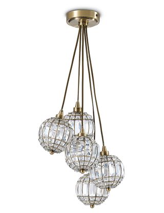 Gem Balls Cluster Ceiling Light five globe beads held up by chrome casing and cord