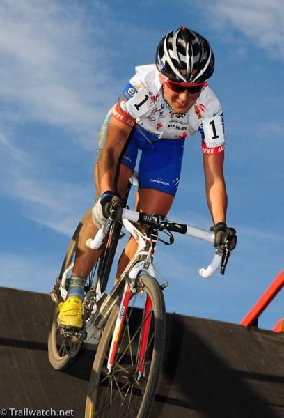 Katerina Nash (Luna Pro Team) on the flyover with one lap to go