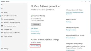 Windows Defender manage settings
