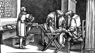 A depiction of a medieval surgery by Hans Holbein the Younger in the 16th century