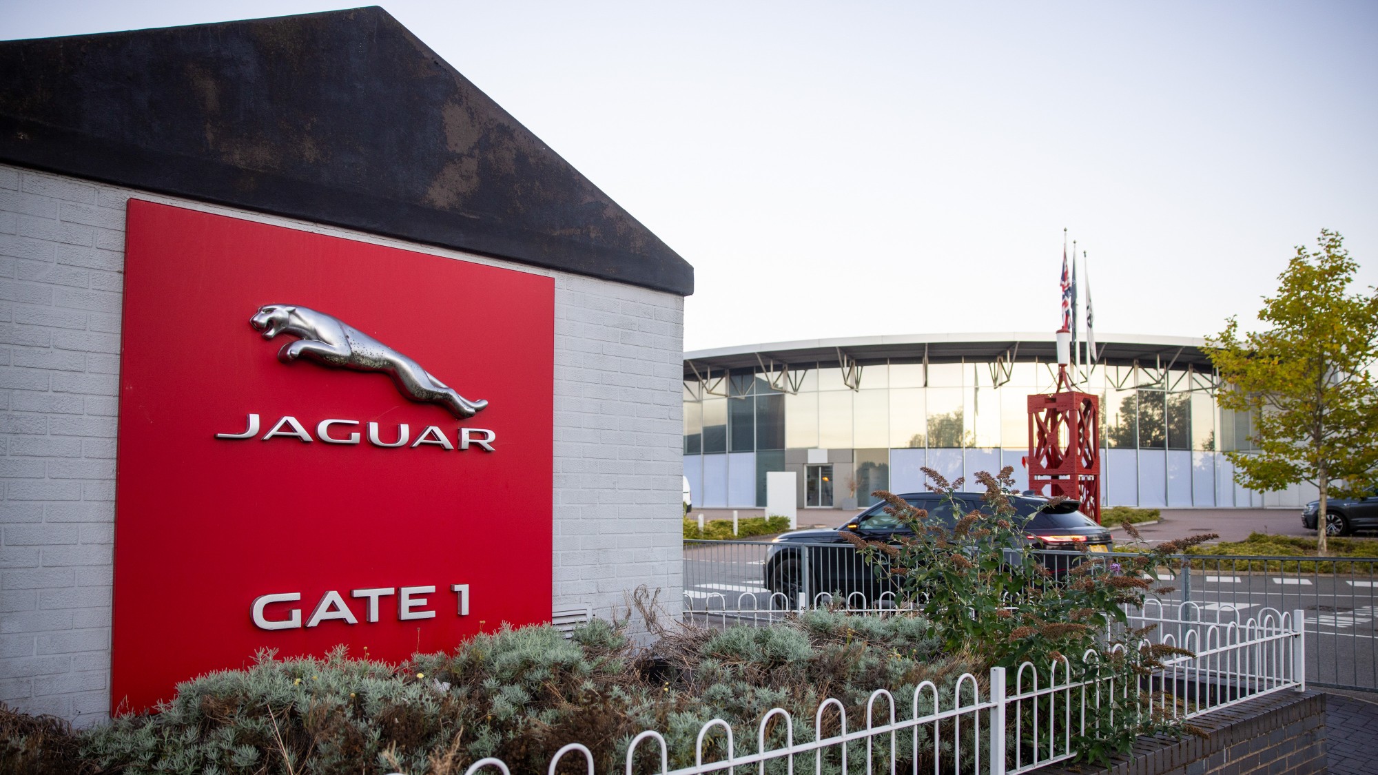 Jaguar sign in front of Jaguar Land Rover building