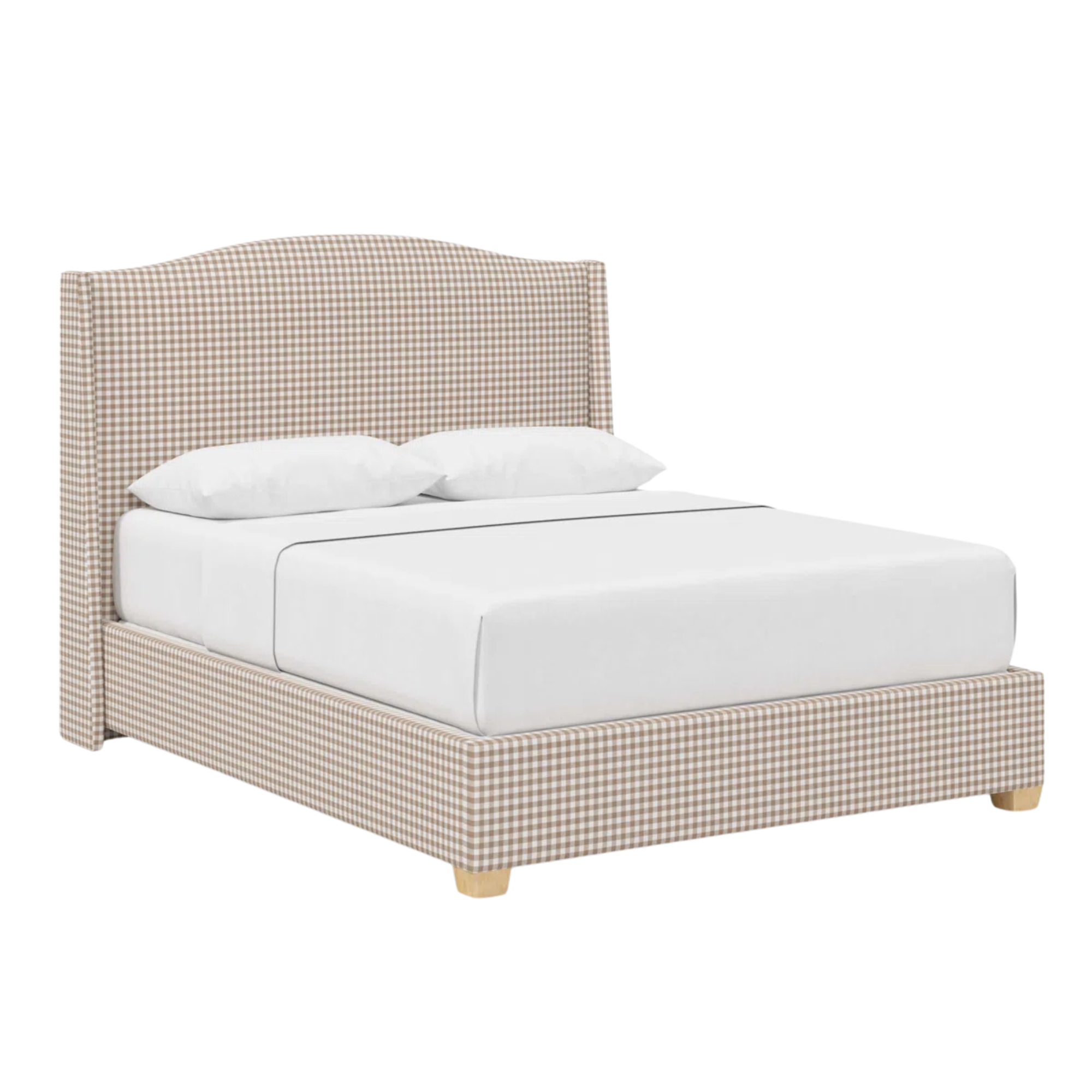 a gingham printed bedframe