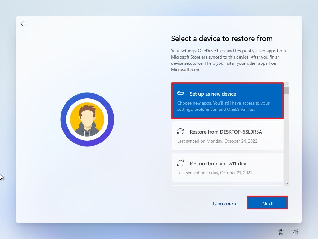 Windows 11 OOBE set up as a new device