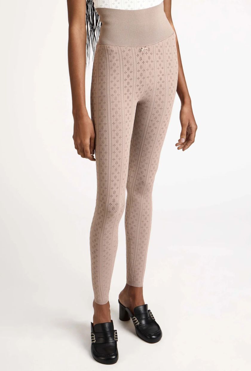 An image of pointelle knit leggings from JW Anderson.