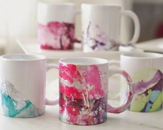 Marble Dip Mugs with Nail Polish