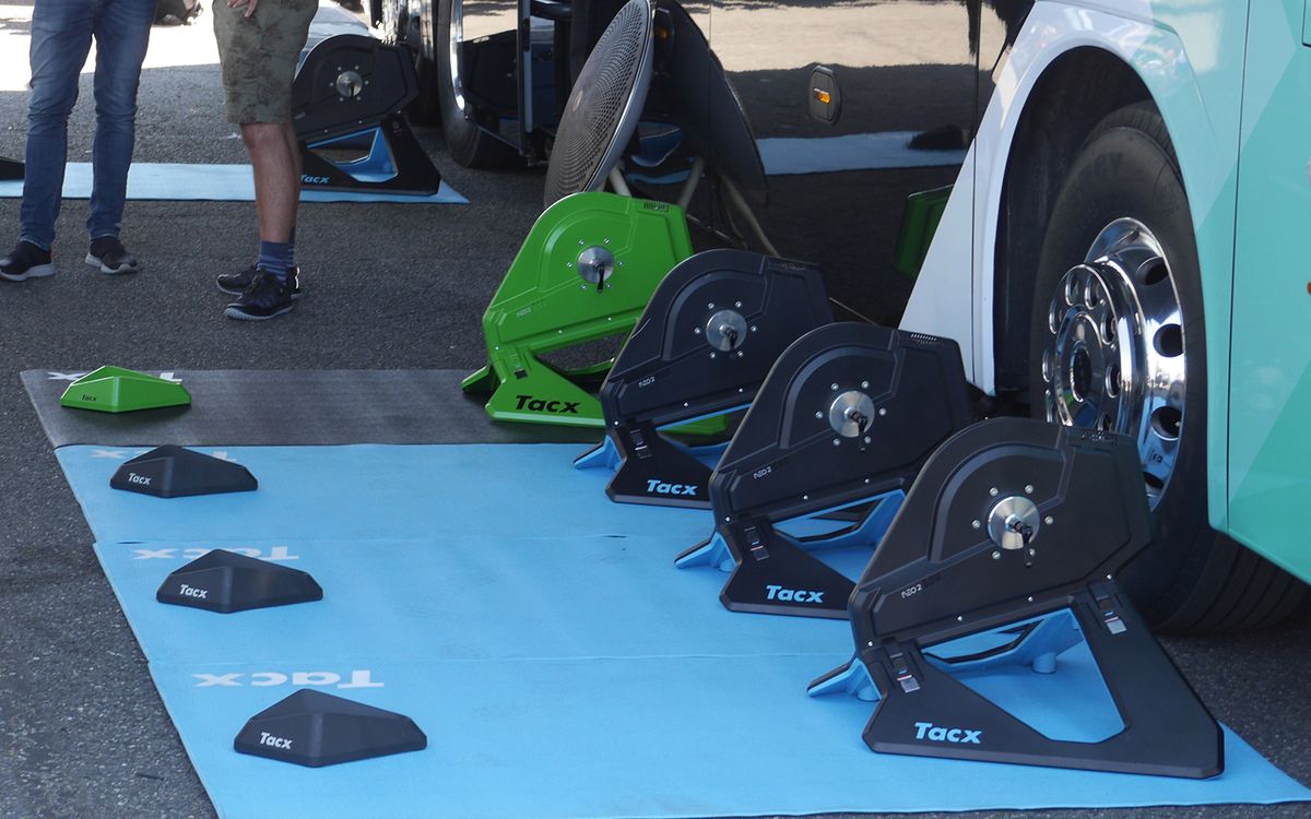Peter Sagan also had a special Tacx turbo trainer, this time in green for the leader of the points competition