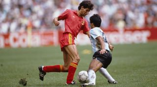 Semi-Finals of the 1986 FIFA World Cup. Argentina vs Belgium 2-0. Enzo Scifo (Belgium). (Photo by Jean-Yves Ruszniewski/TempSport/Corbis/VCG via Getty Images)
