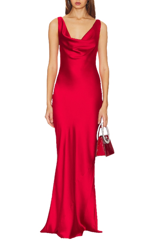 Deep Drape Neck Gown