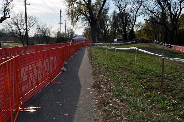 A sliver of asphalt can be utilized along the left side of the course on this straightaway.