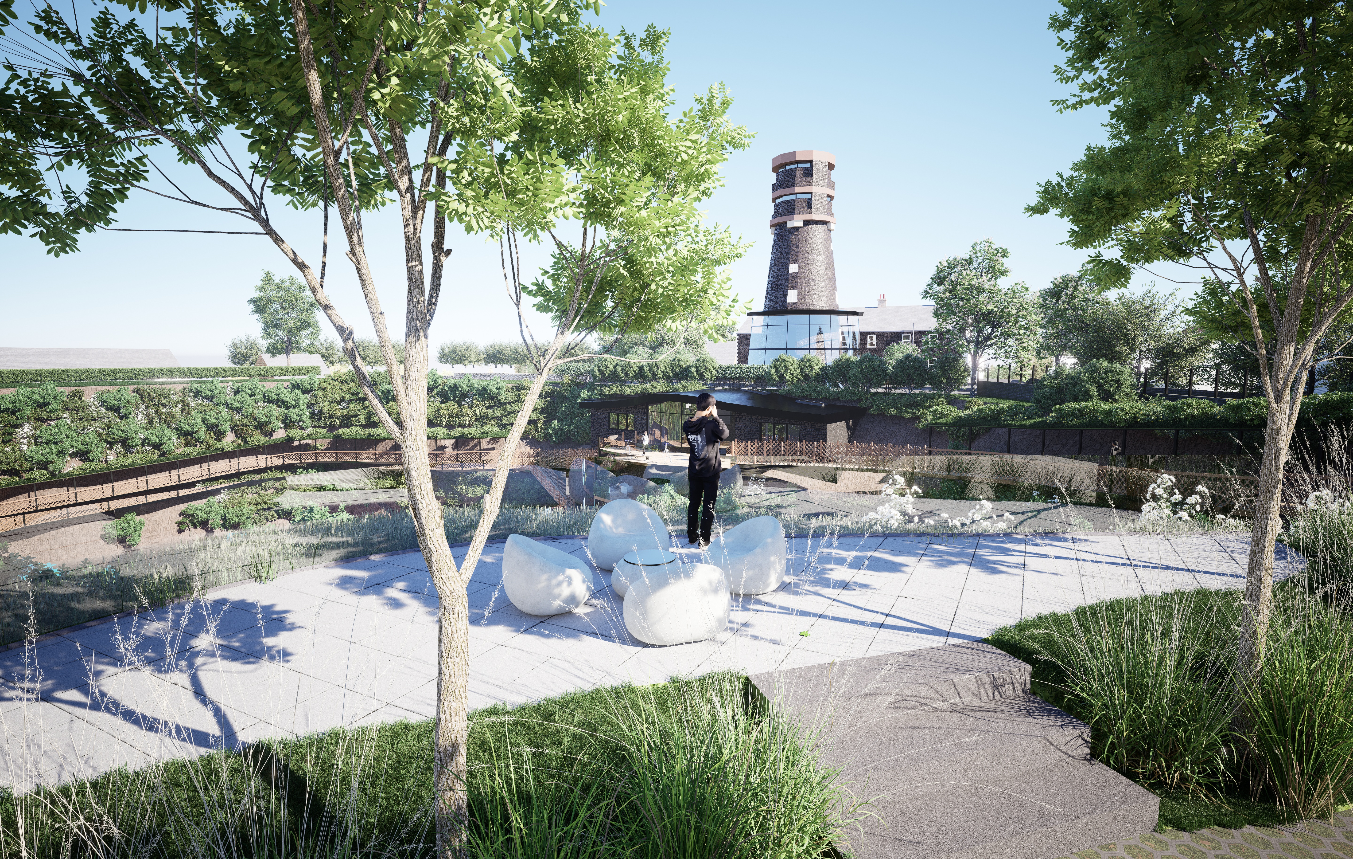 Images of a disused but restored Mill tower on the isle of Guernsey. It overlooks a quarry filled with water