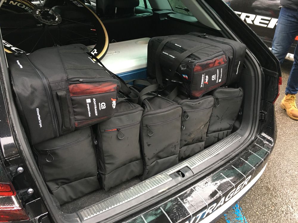 Rider rain bags were a vital piece of kit for Strade Bianche