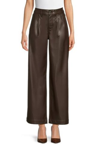 Faux-Leather Brown Pants