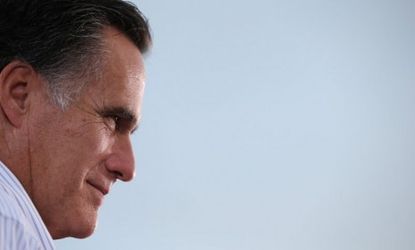 Mitt Romney speaks during a victory rally at Pier Park on Oct. 5 in St Petersburg, Fla.: Republicans are cheering Romney's move to the center, not because they necessarily agree with his view