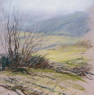 How to draw a landscape with pastels: foreground