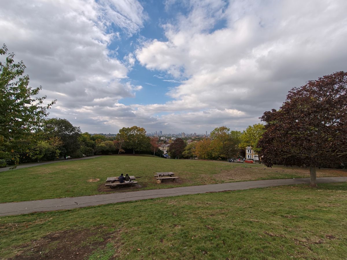 A view of London from a park