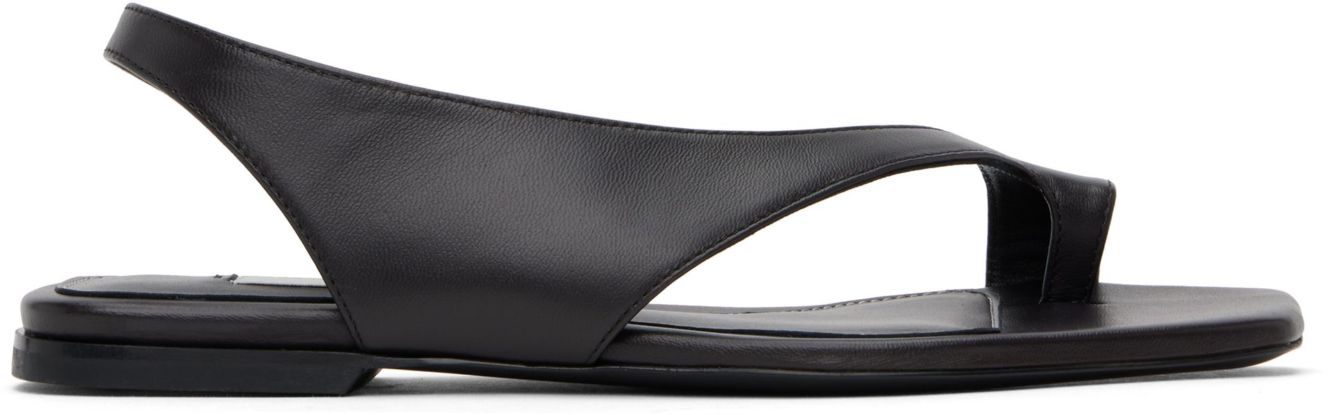 Black Leather Thong Sandals