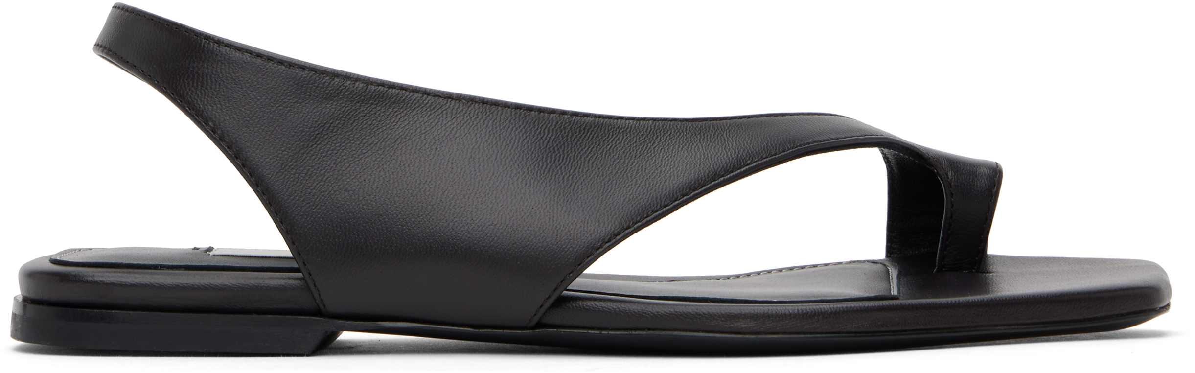 Black Leather Thong Sandals