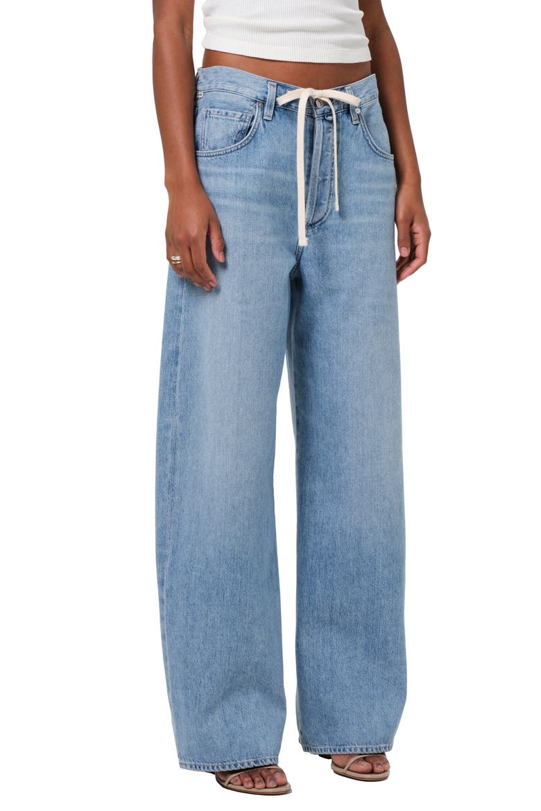Brynn Drawstring High Waist Wide Leg Jeans