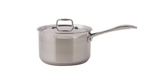 A small stainless steel pan with lid by Dexam Supreme