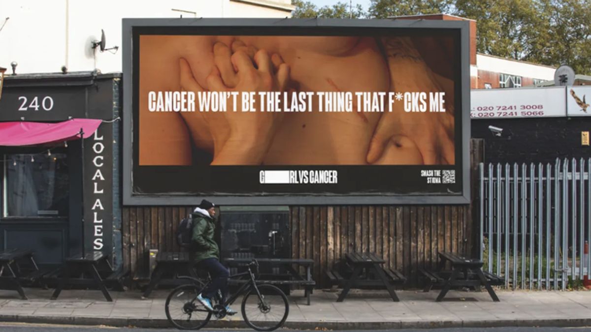 GIRLvsCANCER poster outside in London