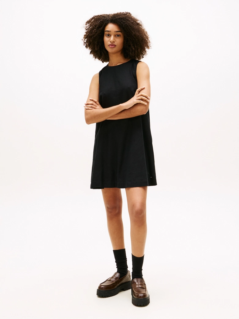 Slim Linen Blend Mini A-Line Dress