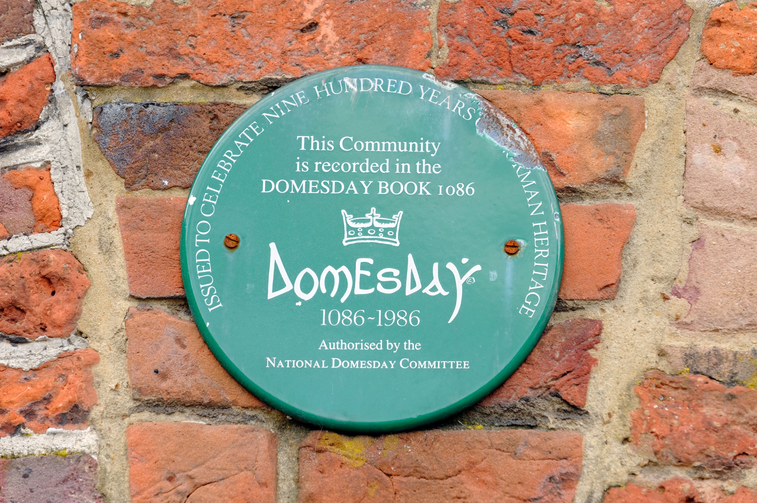 A plaque showing a building was included in the Domesday Book