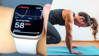 Apple Watch and woman doing HIIT workout